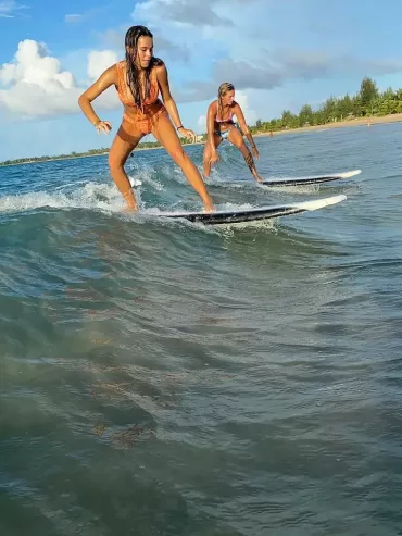 Rincon surf lessons in Puerto Rico at a scenic beach